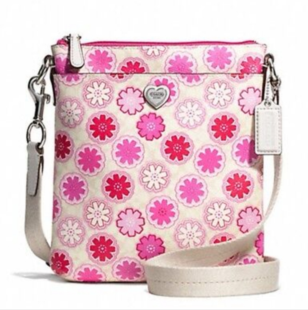 Coach Pink and Cream Floral Crossbody Bag